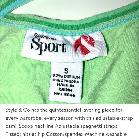 3/$15 STYLE & CO Tank Top Cami Spaghetti Strap built in Bralette Cropped Small - Picture 3 of 16